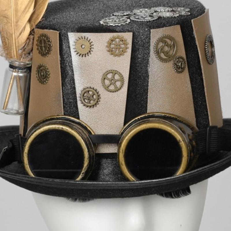 652F Gold Gear Top Hat Стильны – обзор и цена Men'S Victorian Accessories